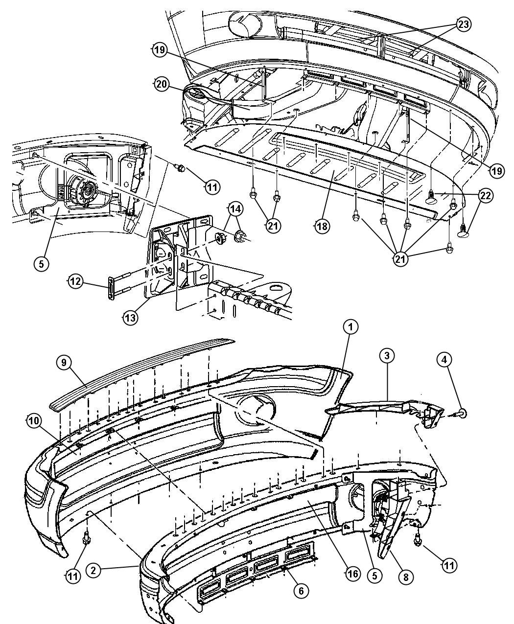 Diagram Bumper, Front, Sport and SRT. for your 2019 Dodge Charger   