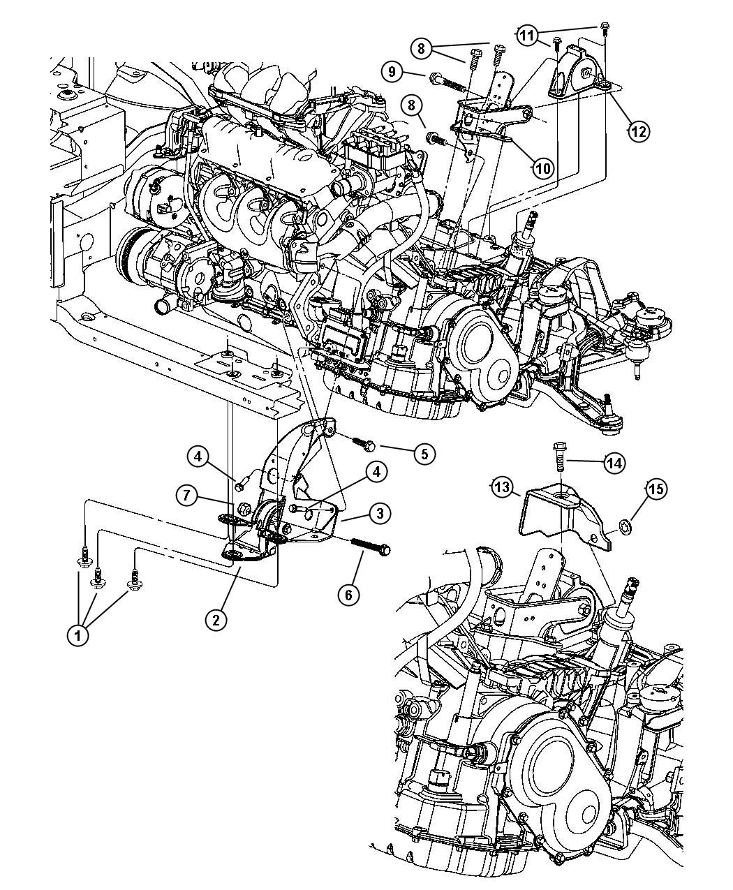 Diagram Mount, Front and Rear. for your 2009 Chrysler Town & Country   