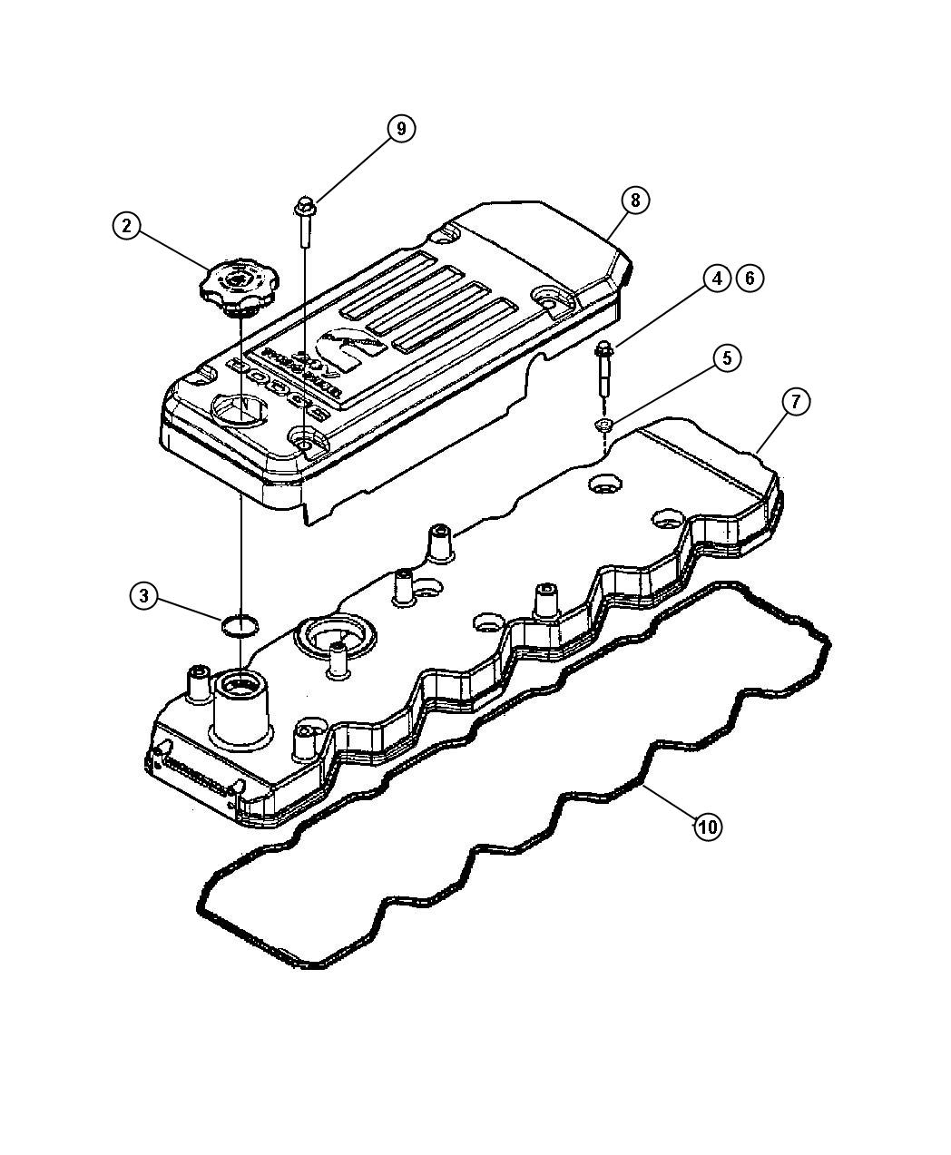 Diagram Cylinder Head Covers 5.9L Diesel (ETC,ETH). for your 2004 Chrysler 300  M 