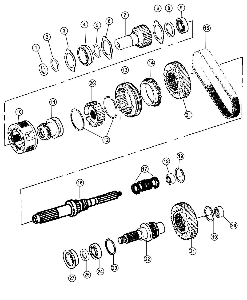 Diagram Gear Train (DH5) Electric Shift on the Fly Part Time. for your Dodge Ram 1500  