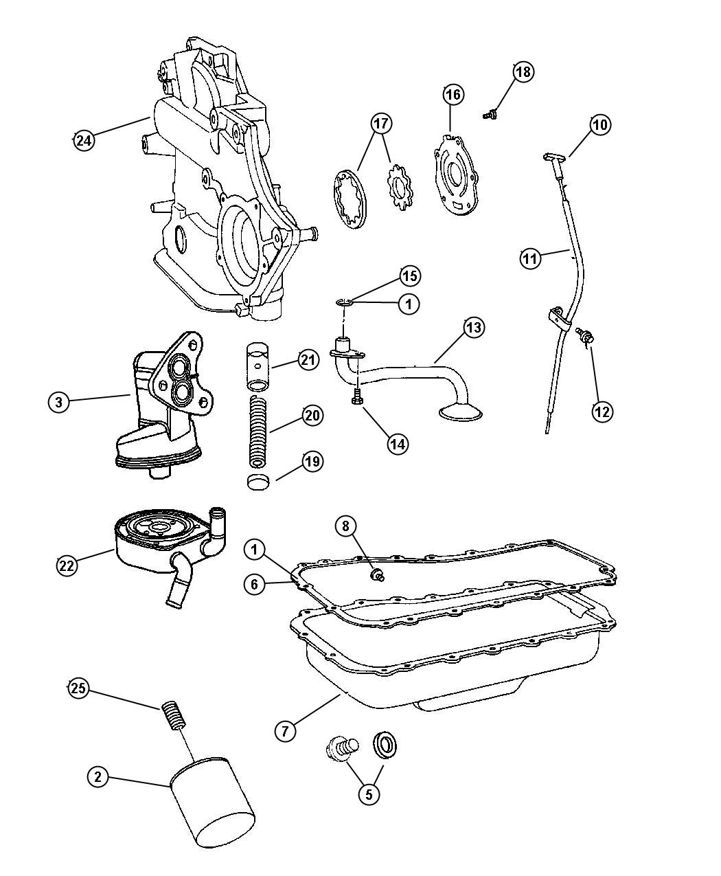 Diagram Engine Oiling 3.3L [Engine - 3.3L V6 SMPI]. for your 2007 Chrysler Town & Country   