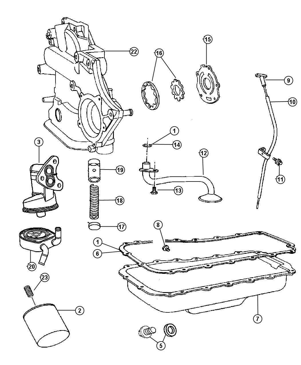 Diagram Engine Oiling 3.8L[3.8L V6 OHV ENGINE]. for your 2014 Chrysler Town & Country   