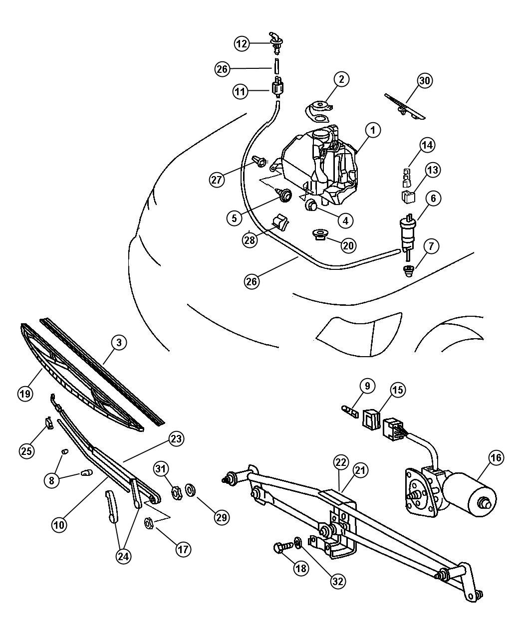 Diagram Windshield Wiper and Washer. for your Dodge
