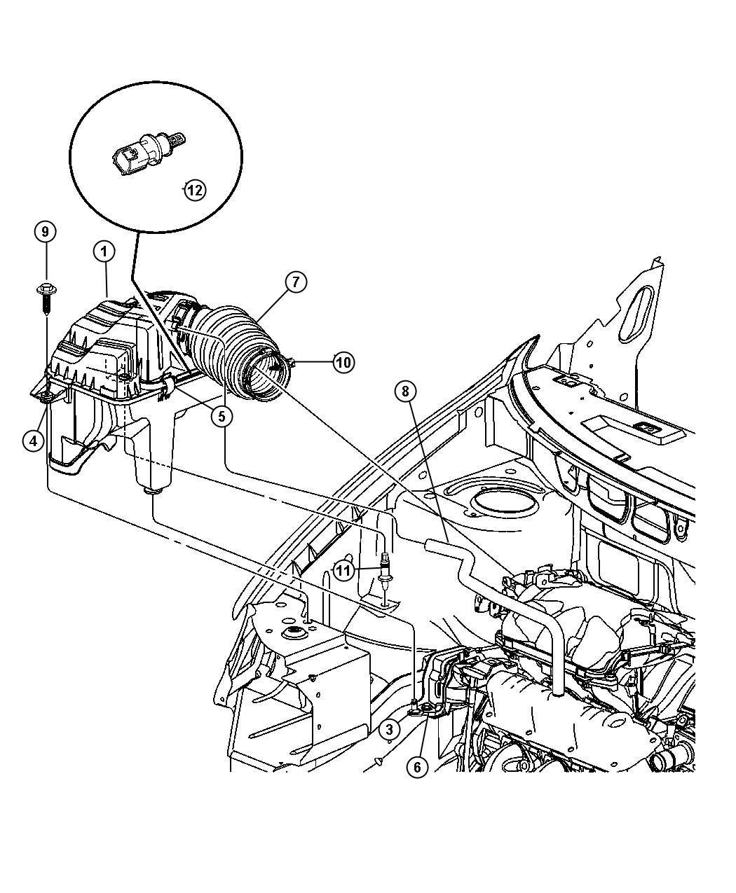 Diagram Air Cleaner 3.3L-3.8L [Engine - 3.3L V6 SMPI],[Engine - 3.8L V6 OHV]. for your 2006 Chrysler Pacifica   