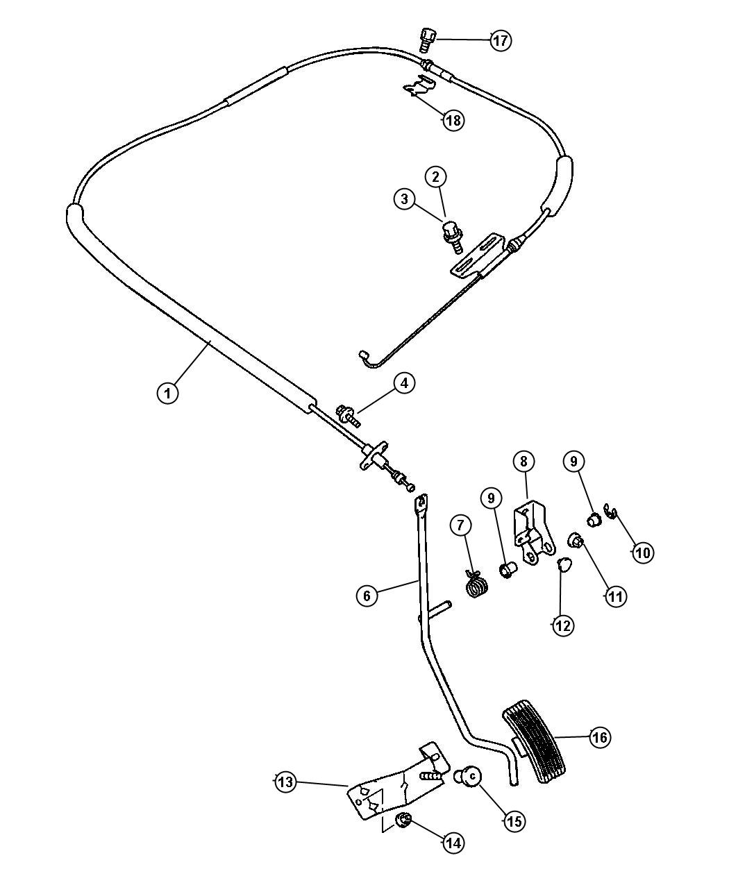 Throttle Contols and Pedal. Diagram