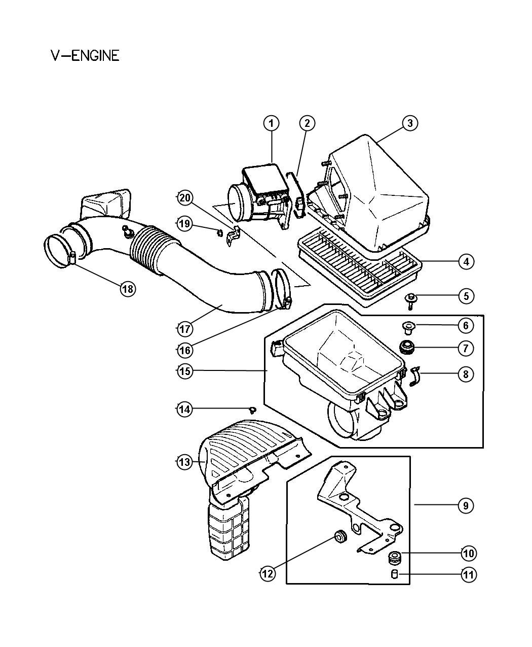 Diagram Air Cleaner 3.0L MMC V-6. for your Dodge