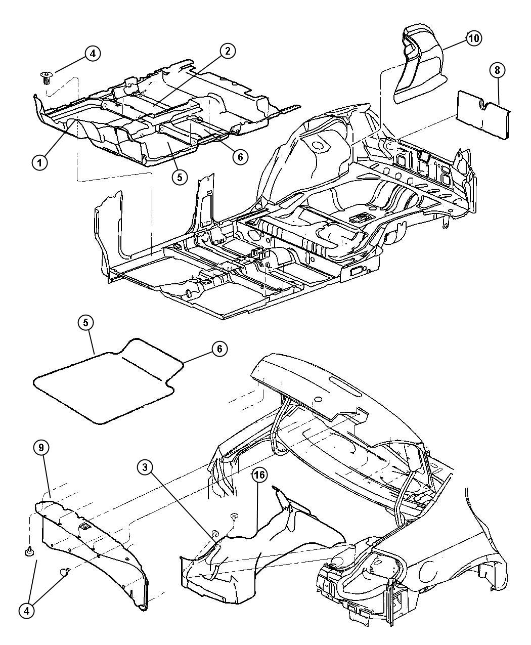 Carpet, Mats and Silencers. Diagram