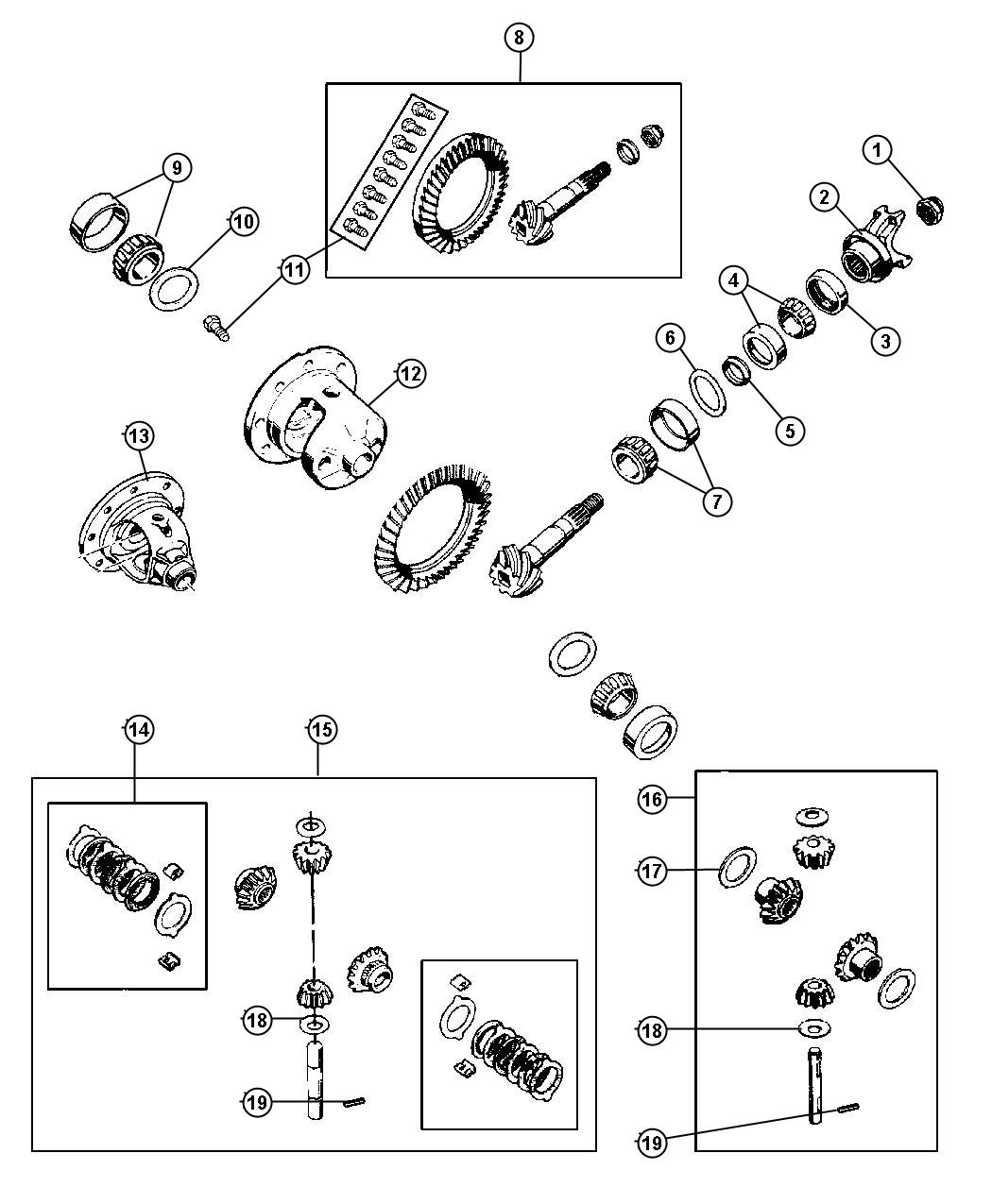 Diagram Differential,With and Without Trac-Lok [TRAC-LOK DIFFERENTIAL REAR AXLE] Dana M35/194MM [Axle - Rear, Dana M35/194MM]. for your Jeep Wrangler  