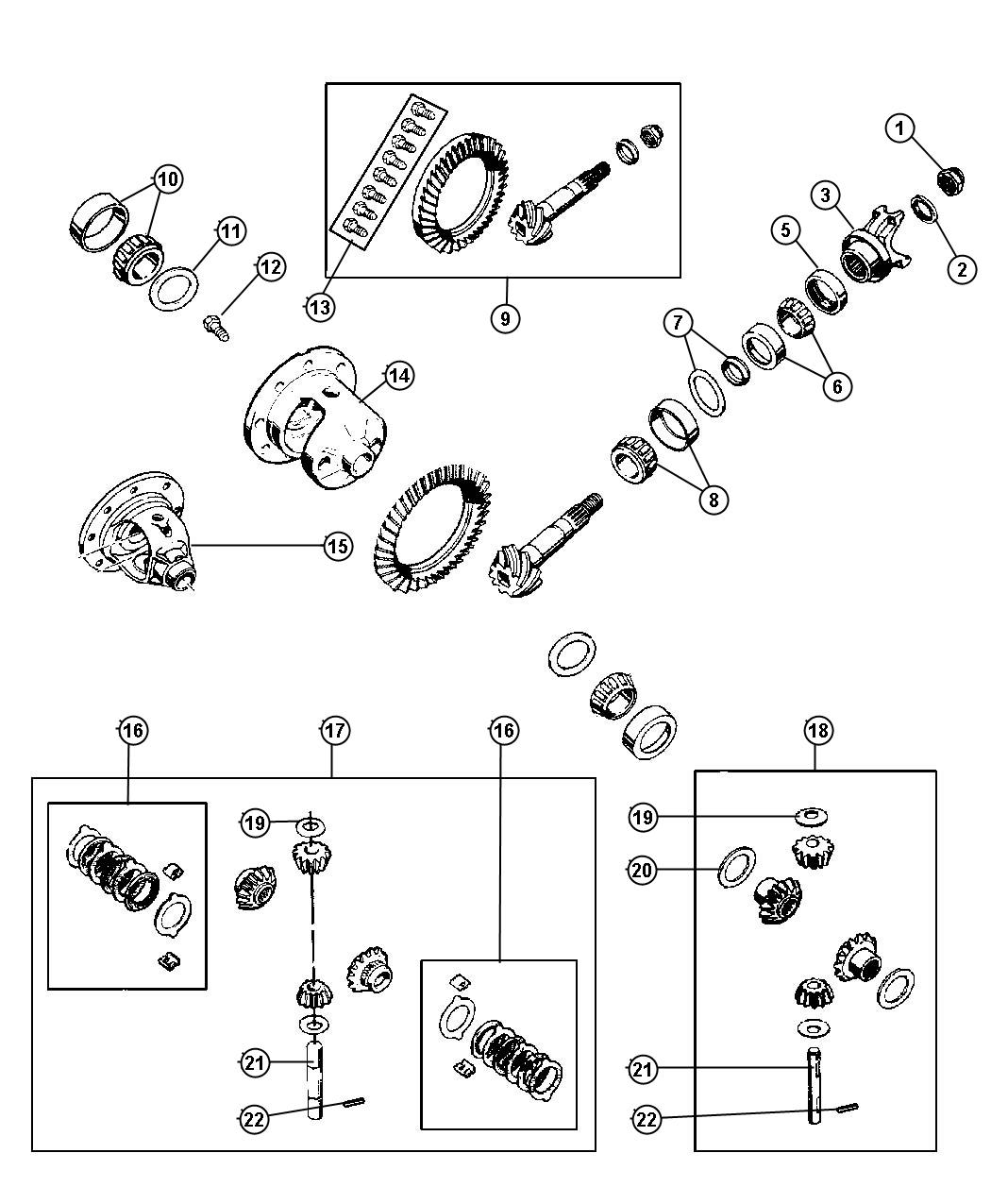 Diagram Differential,With and Without Trac-Lok [TRAC-LOK DIFFERENTIAL REAR AXLE] Dana 44/226MM [Axle - Rear, Dana 44/226MM]. for your Jeep Wrangler  