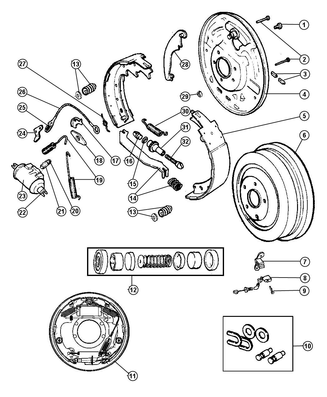 Diagram Brakes,Rear,Drum. for your Jeep Wrangler  