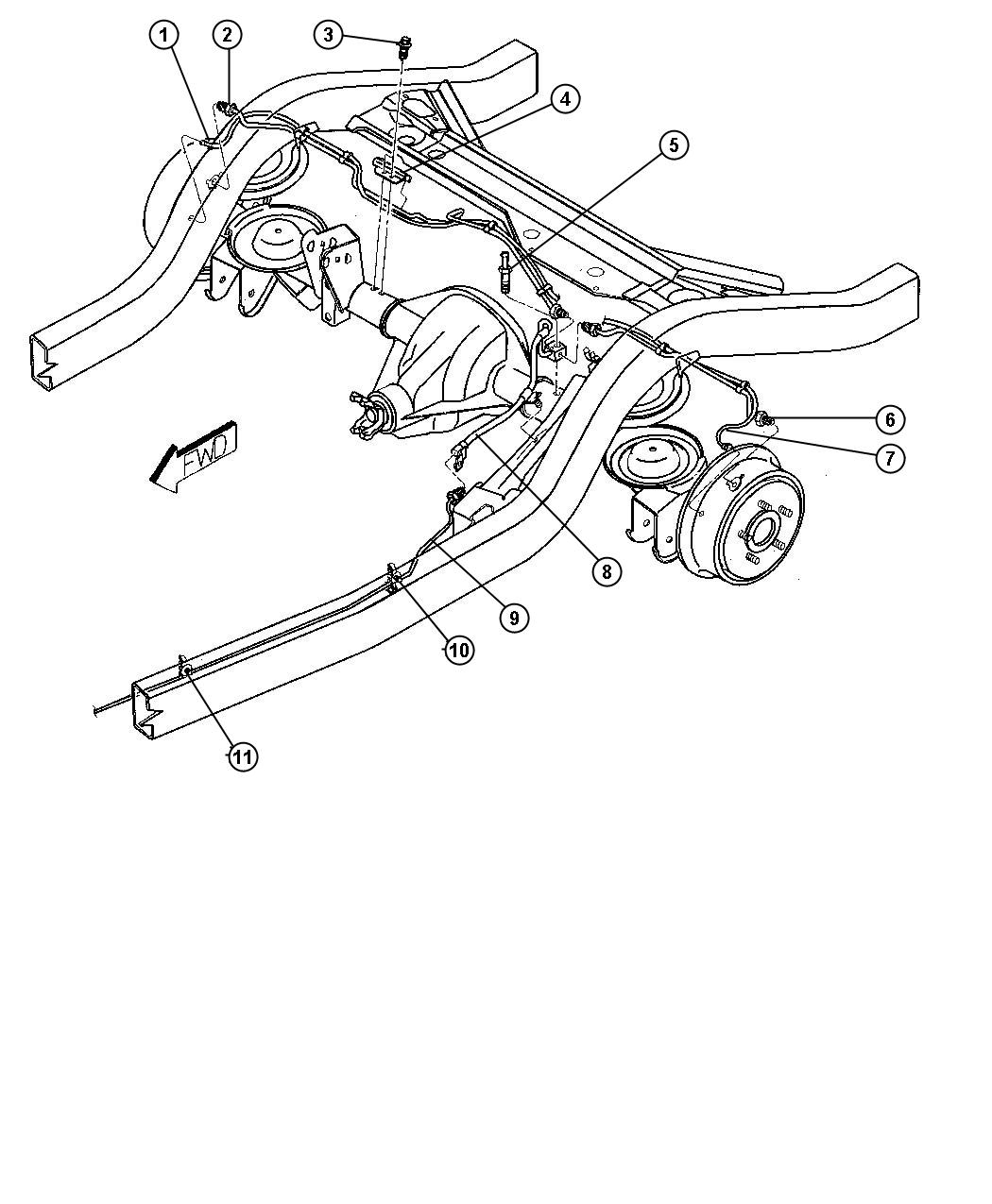 Diagram Brake Lines and Hoses Rear,LHD,With ABS. for your Jeep Liberty  