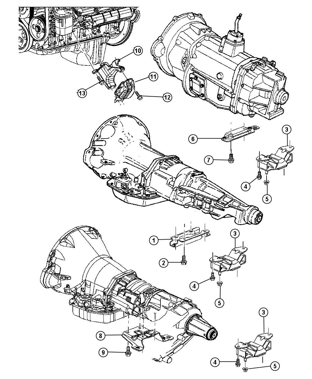 Engine Mounting Front/Rear, 5.9LD [[5.9L I6 CUMMINS 24V DIESEL ENGINE, Engine- 5.9L HO Cummins Turbo Diesel]] - 2WD/4WD. Diagram