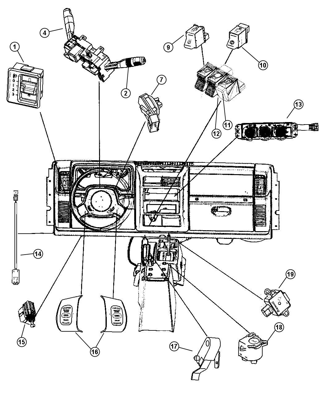 Diagram Switches - Instrument Panel. for your 1999 Dodge Avenger   