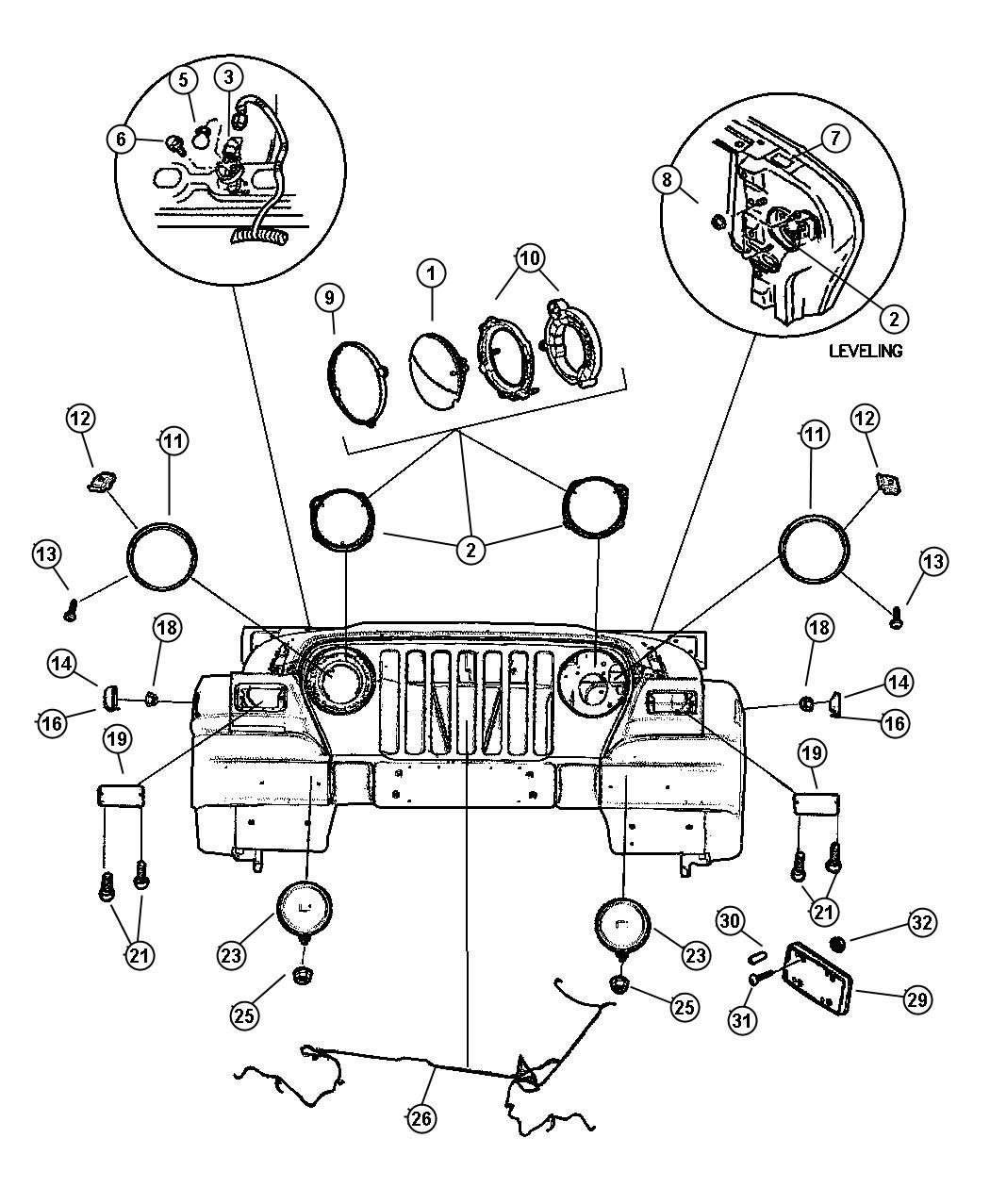 Diagram Lamps--Front. for your Jeep Wrangler  