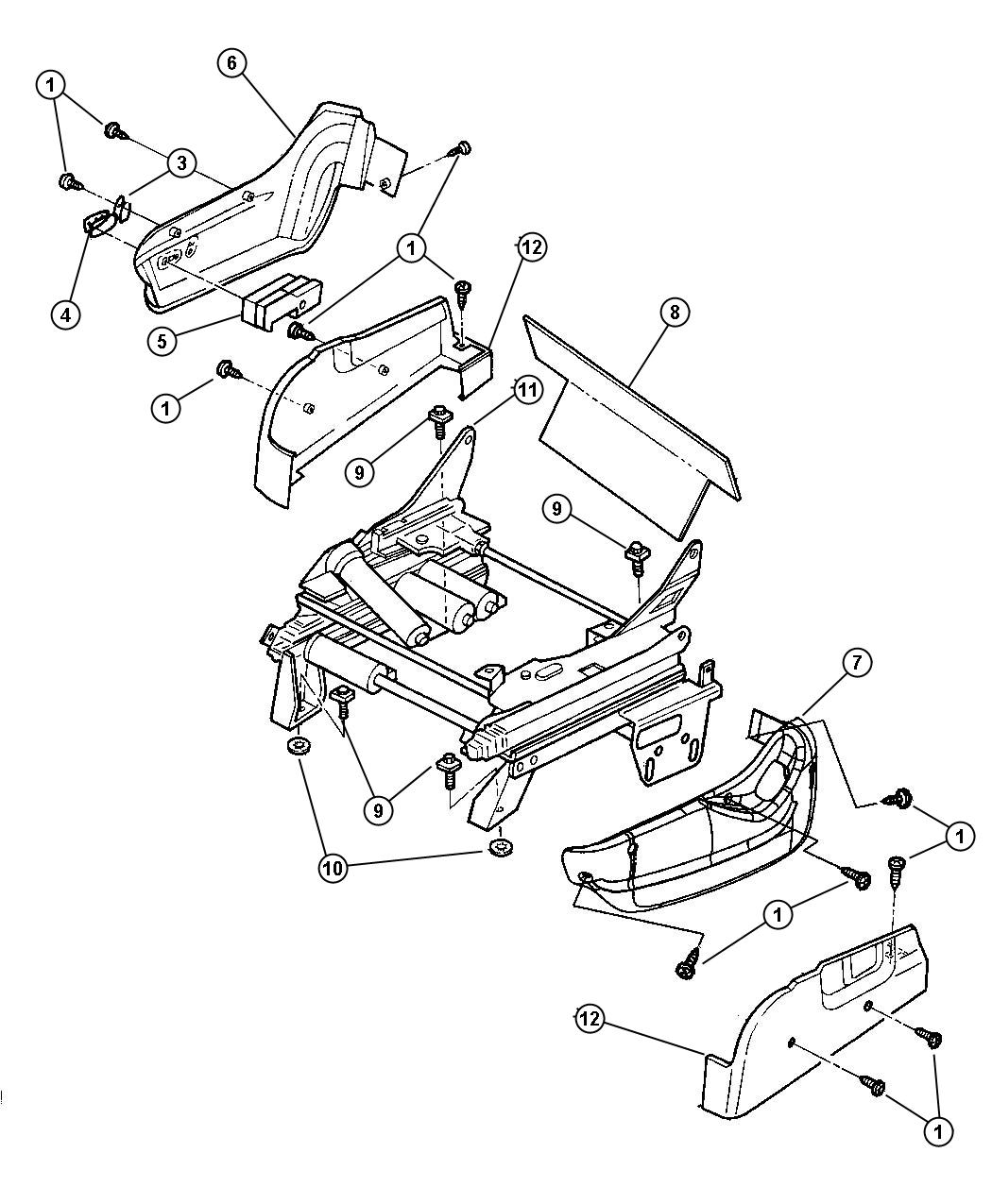 Diagram Front Seat - Attaching Parts. for your Chrysler Town & Country  