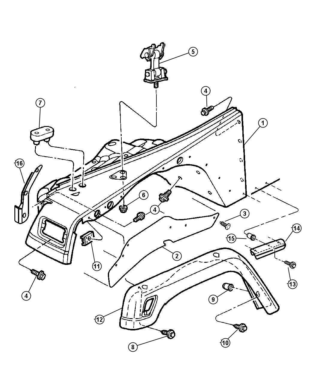 Diagram Fender And Flare, Front. for your Jeep Wrangler  