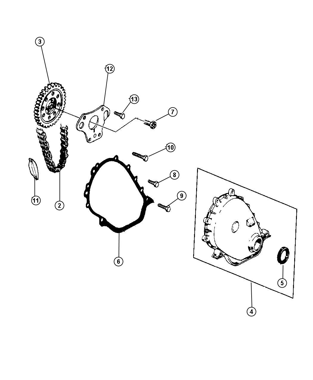 Diagram Timing Cover, 4.0L (ERH). for your 2002 Chrysler 300  M 