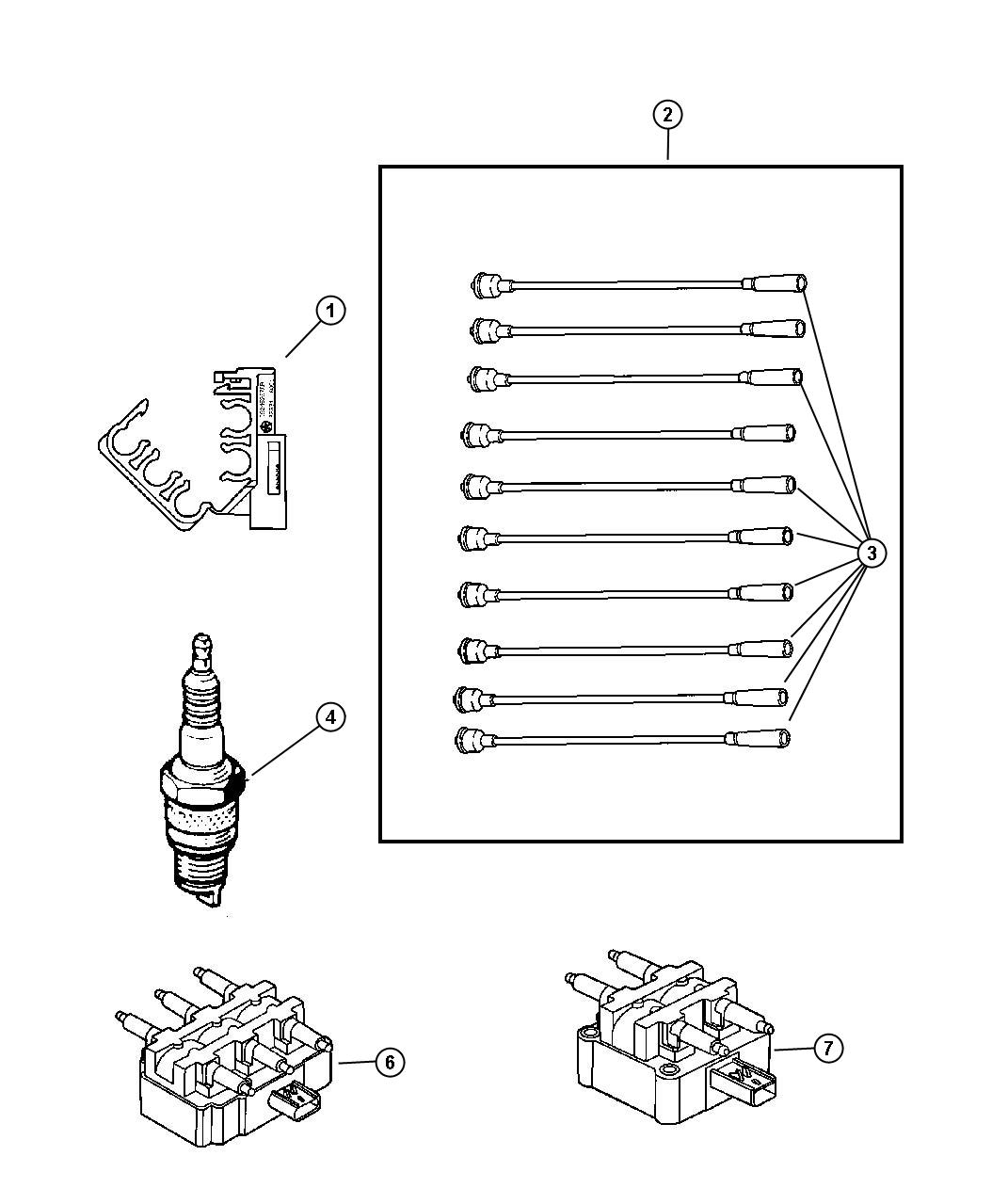 Diagram Spark Plugs - Cables - Coil. for your 2000 Chrysler 300  M 