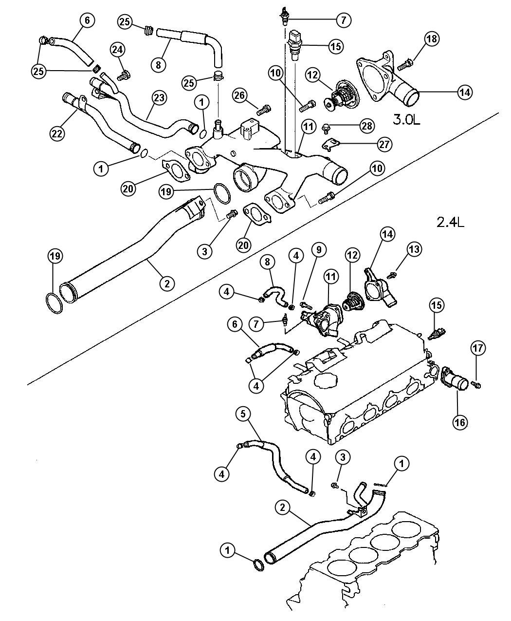 Diagram Thermostat and Related Parts. for your Chrysler