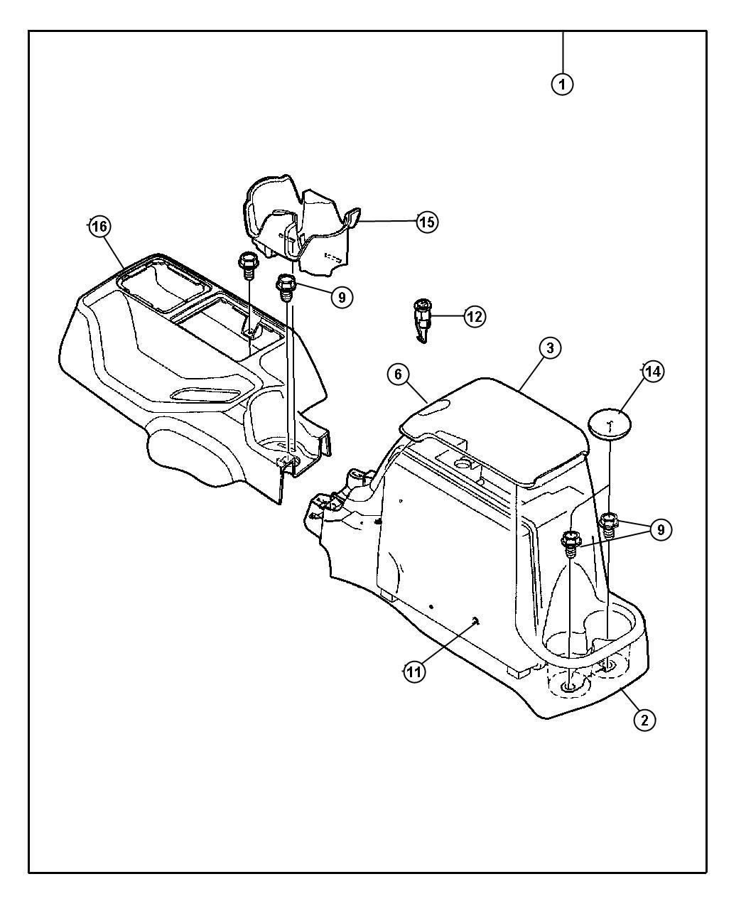 Diagram Console Kit - Floor. for your Jeep Gladiator  