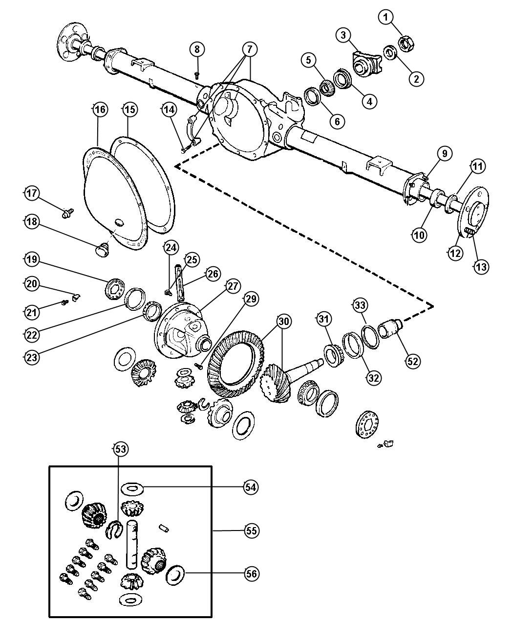 Diagram Axle,Rear,with Differential and Carrier,Corporate 8.25 [CORPORATE 8.25 REAR AXLE]. for your Dodge Ram 5500  