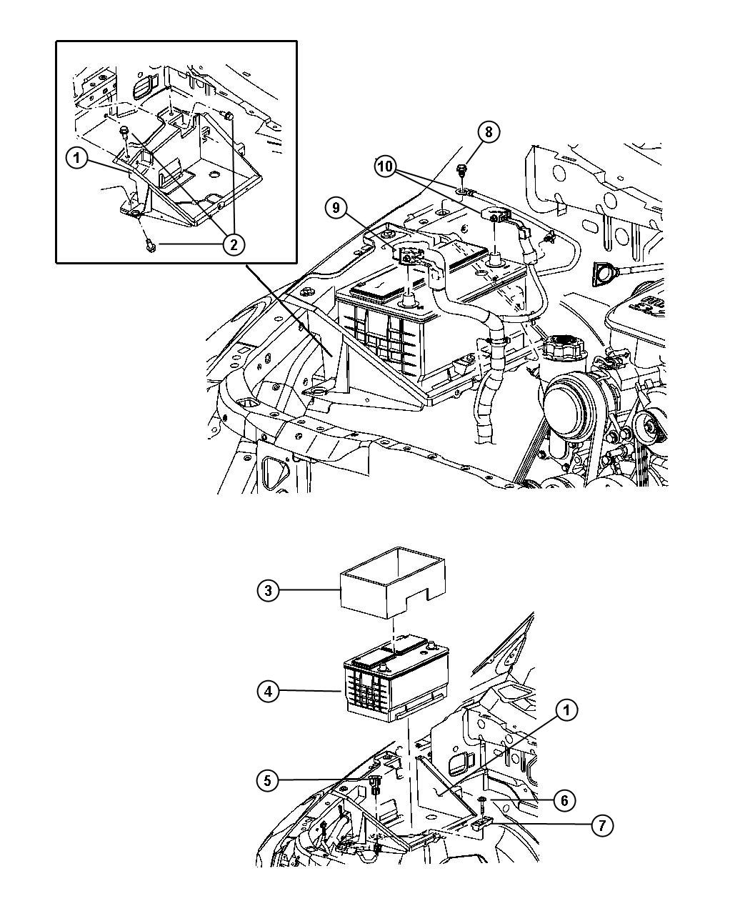 Diagram Battery Tray and Cables. for your 2023 Dodge Durango   