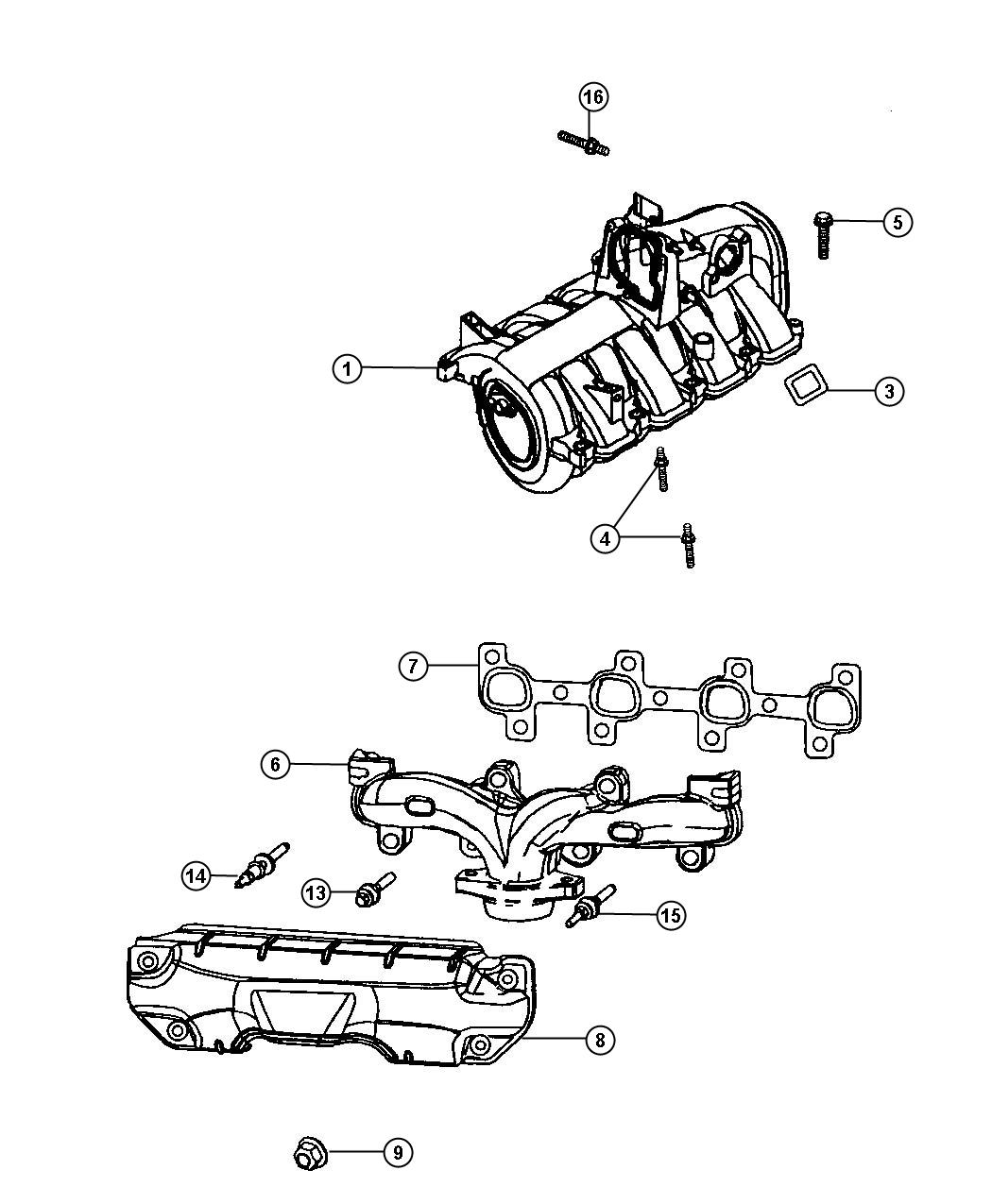 Diagram Manifold, Intake and Exhaust, 4.7 [Engine- 4.7L V8 MPI]. for your 2003 Chrysler 300  M 