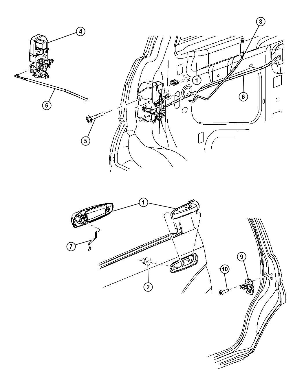 Door, Rear Lock And Controls. Diagram