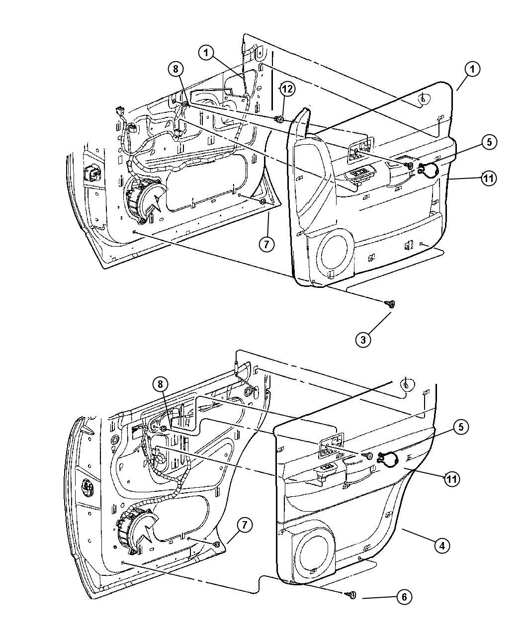 Diagram Door Trim Panels. for your Dodge