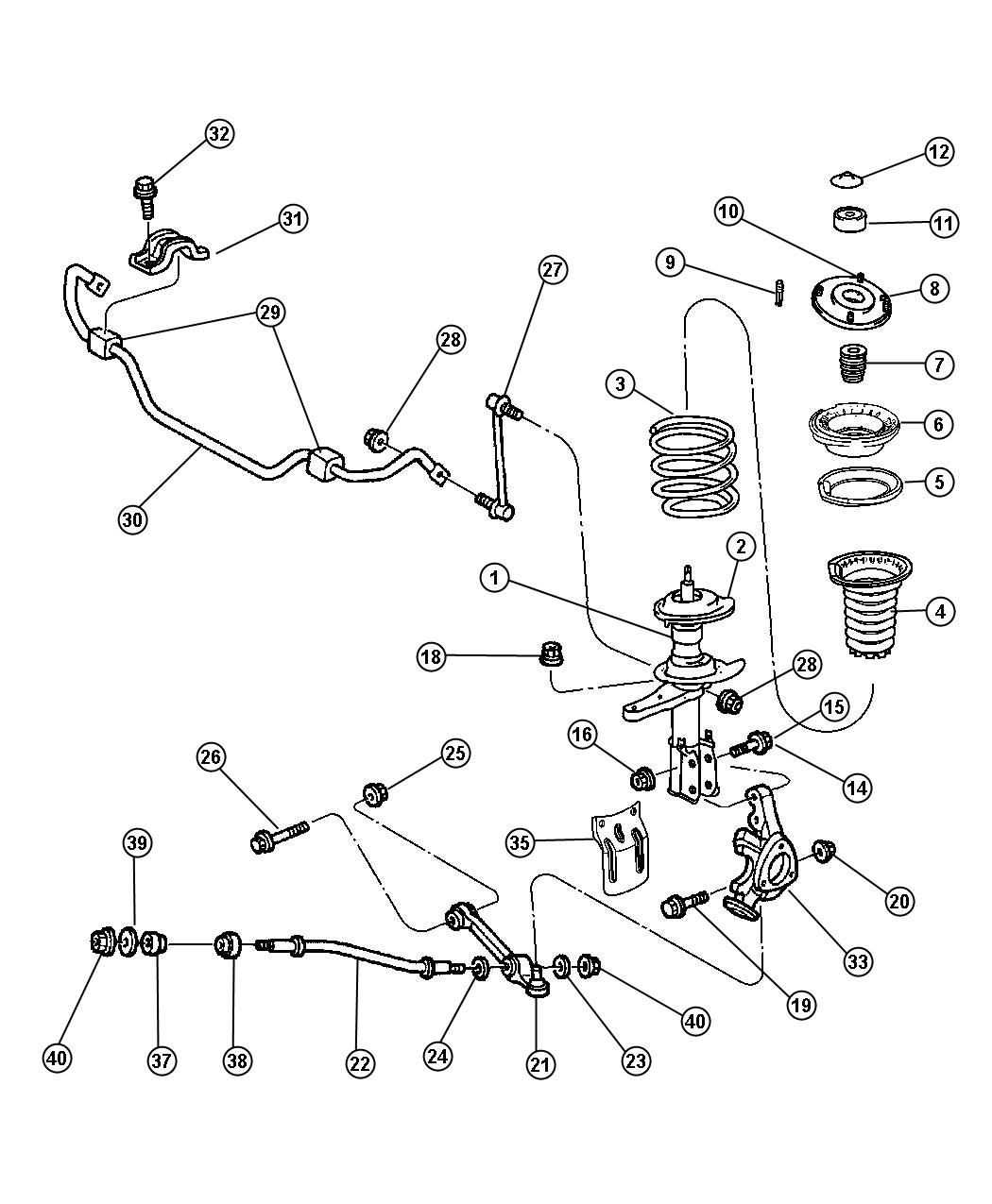 Diagram Suspension, Front. for your Dodge Intrepid  