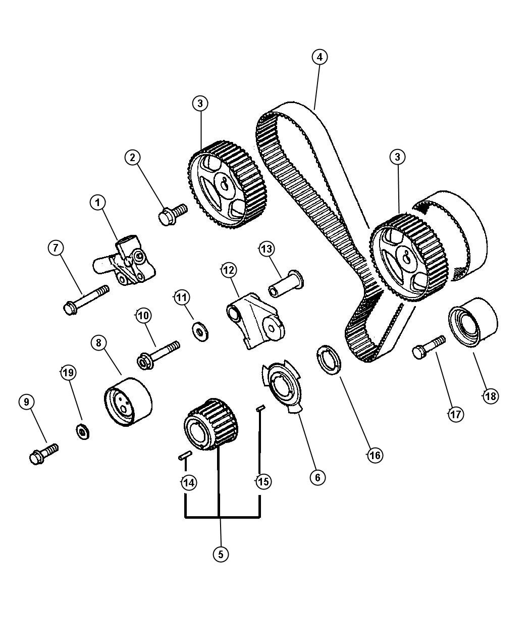 Diagram Timing Belt and Sprockets 3.0L MMC V-6. for your 2004 Chrysler 300 M  