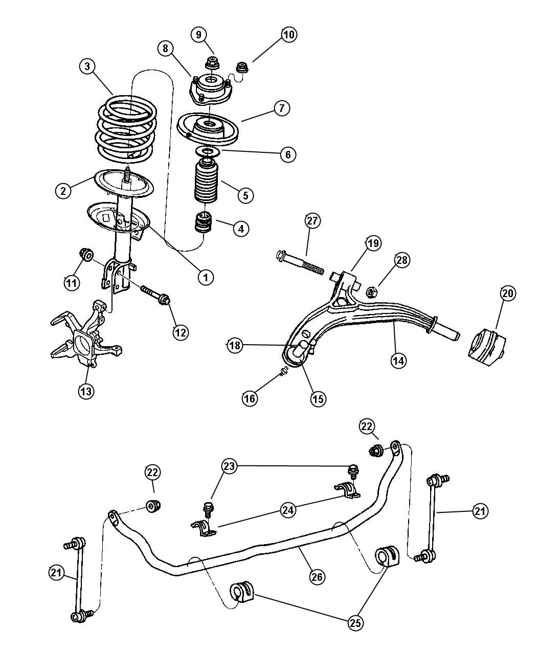 Diagram Suspension, Front. for your 2005 Chrysler 300   