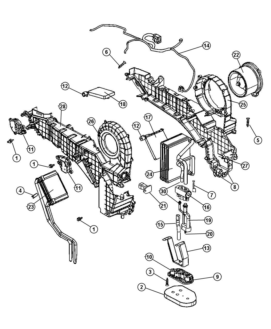 Diagram Heater and Air Conditioning, Rear. for your 2004 Dodge Durango   