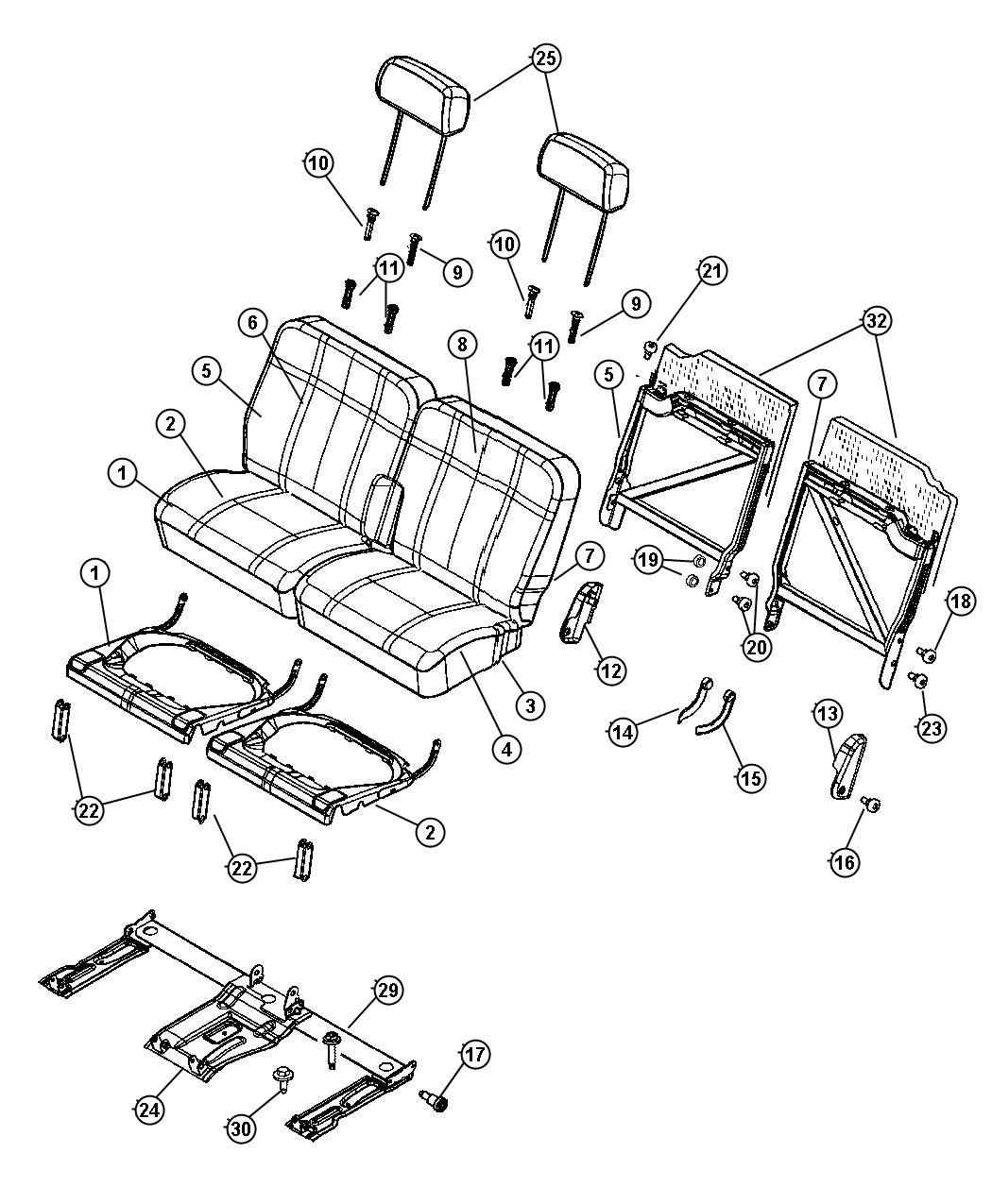 Third Row, 50/50 Seat. Diagram