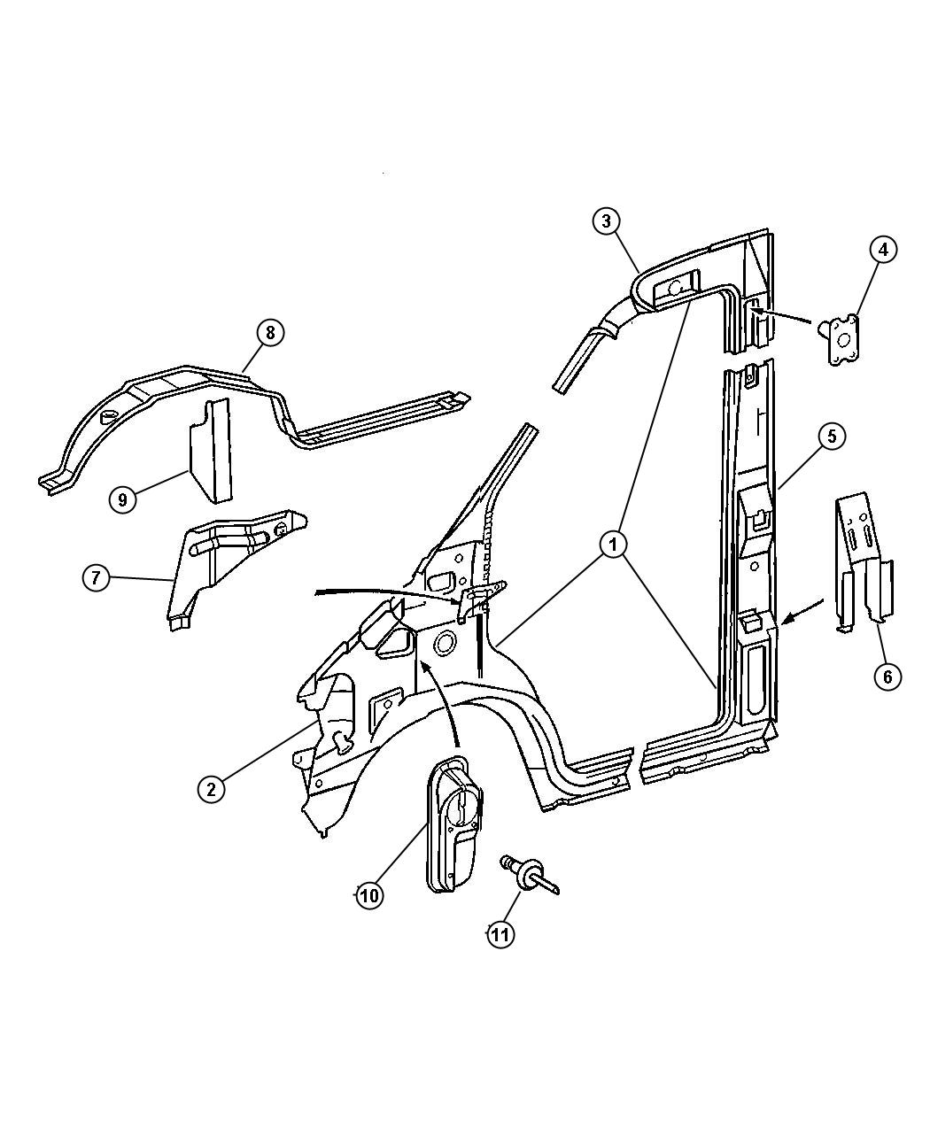 Diagram Front Aperture, Inner, Right. for your 2006 Dodge Ram 1500   