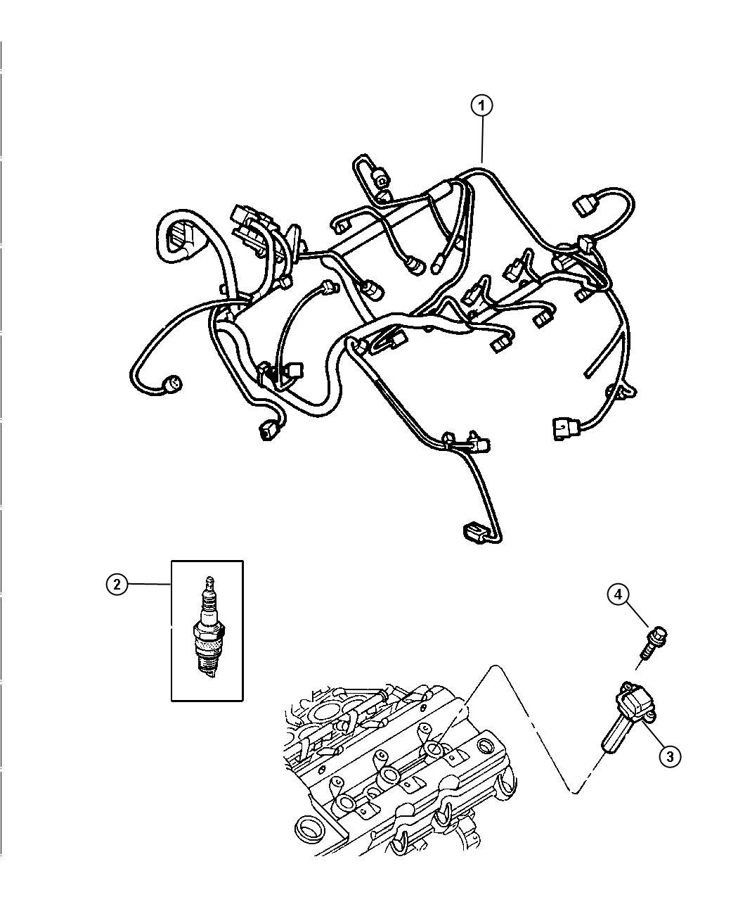 Diagram Spark Plugs-Cables-Coil 2.7L and 3.5L Engine. for your Dodge