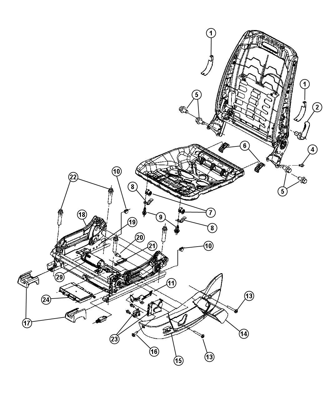 Diagram Seats Attaching Parts Power Seat. for your Dodge Magnum  