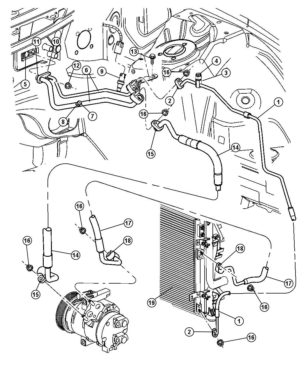 Diagram A/C Plumbing. for your 2020 Dodge Charger   