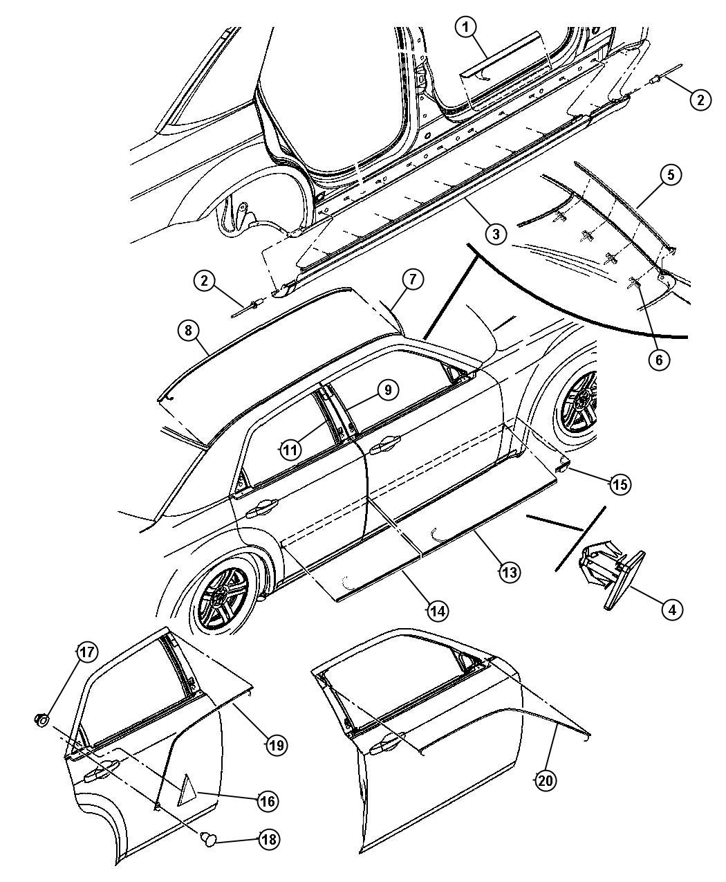 Diagram Mouldings. for your Chrysler 300  