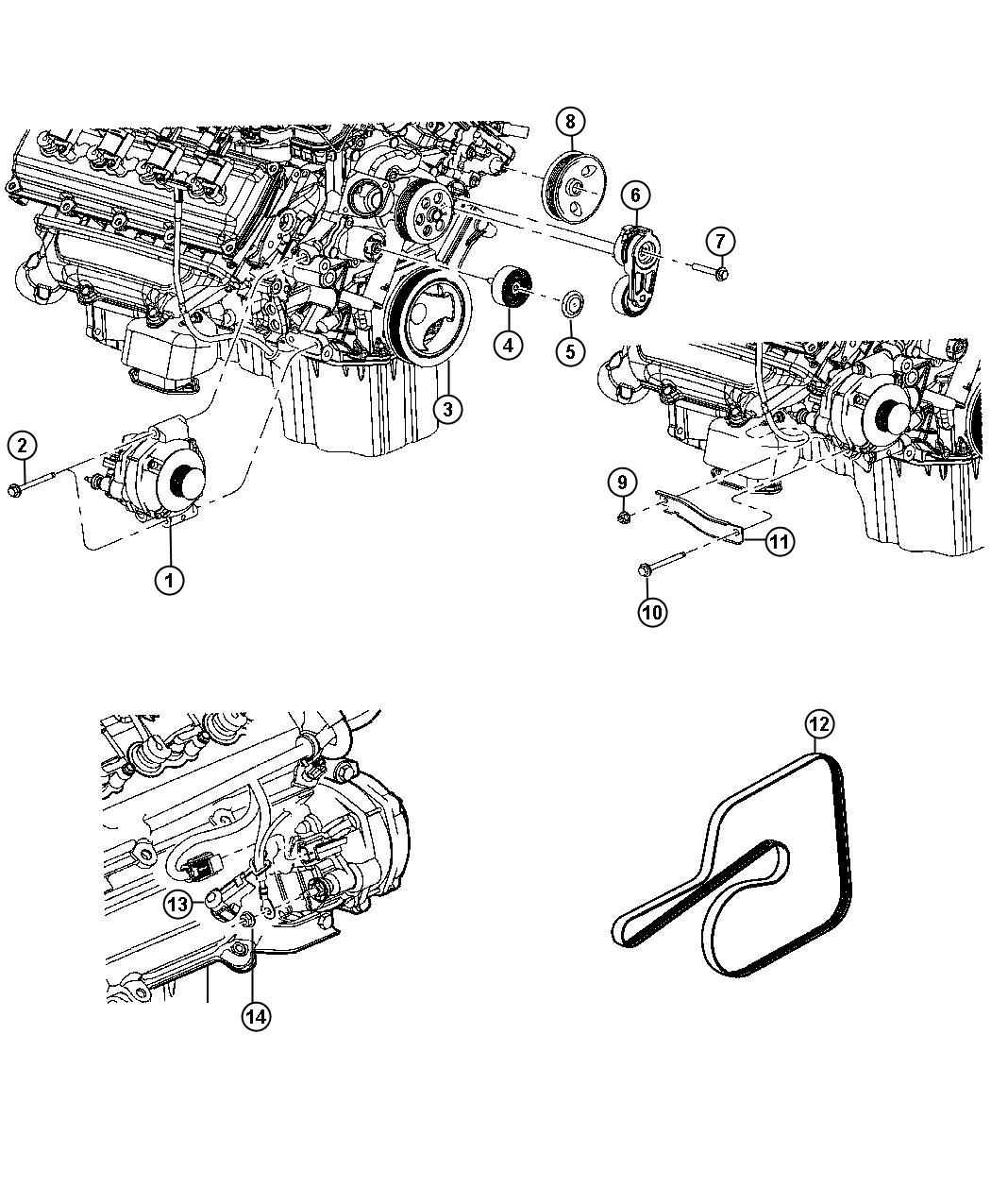 Diagram Alternator 5.7L [5.7L V8 HEMI MDS ENGINE] and 6.1L [Engine - 6.1L SMPI V8]. for your 2018 Dodge Charger   