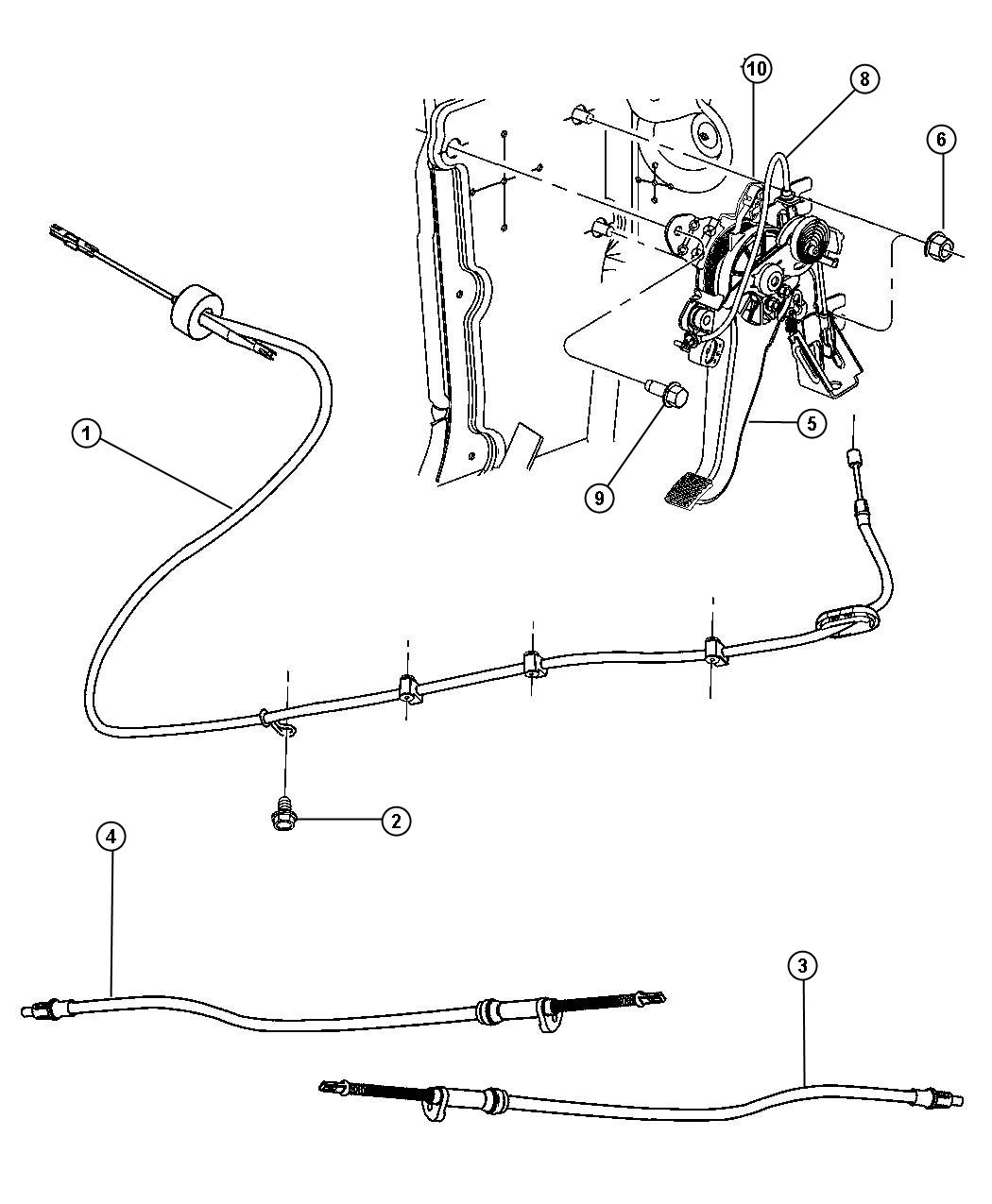 Full size assembly image of Lever Assembly and Cables, Parking Brake. (1/1)