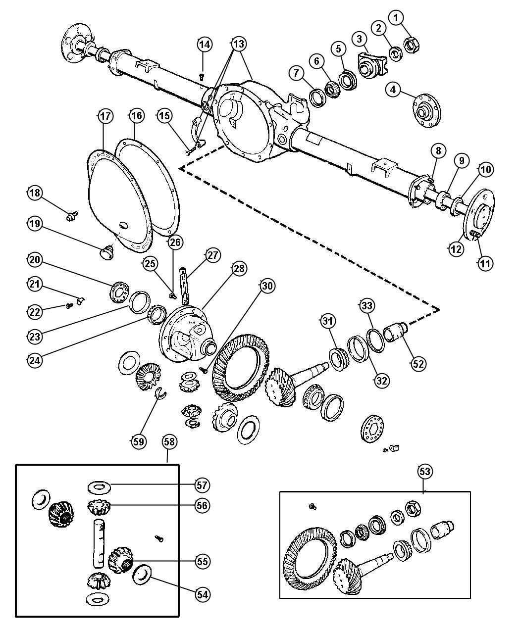 Diagram Axle,Rear,with Differential and Housing,Corporate 8.25 [Axle - Rear, Corporate 8.25]. for your Jeep