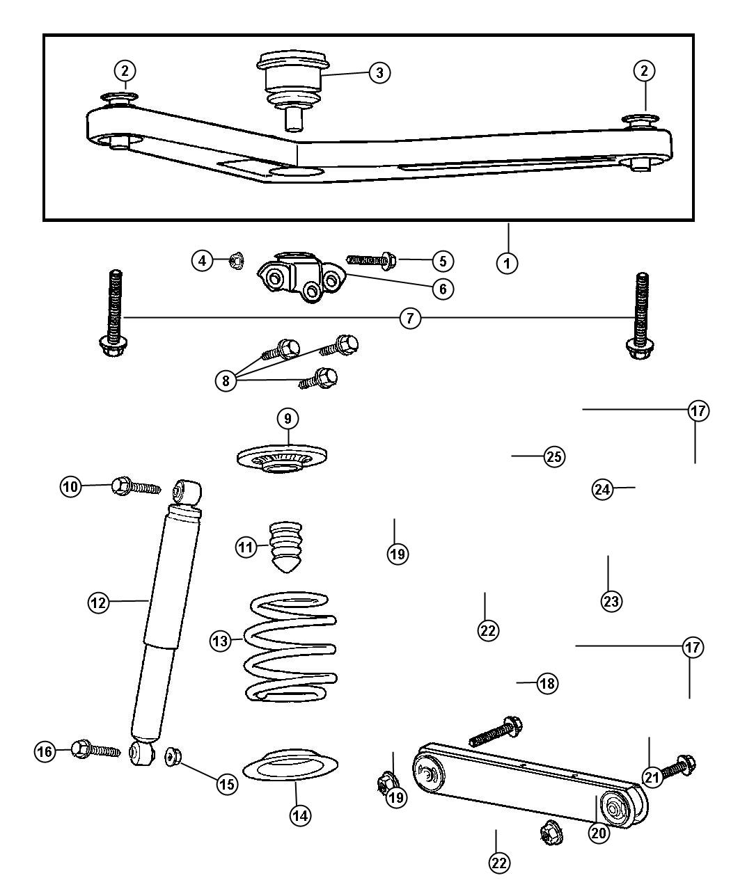 Diagram Suspension,Rear and Shocks. for your 2009 Dodge Grand Caravan   