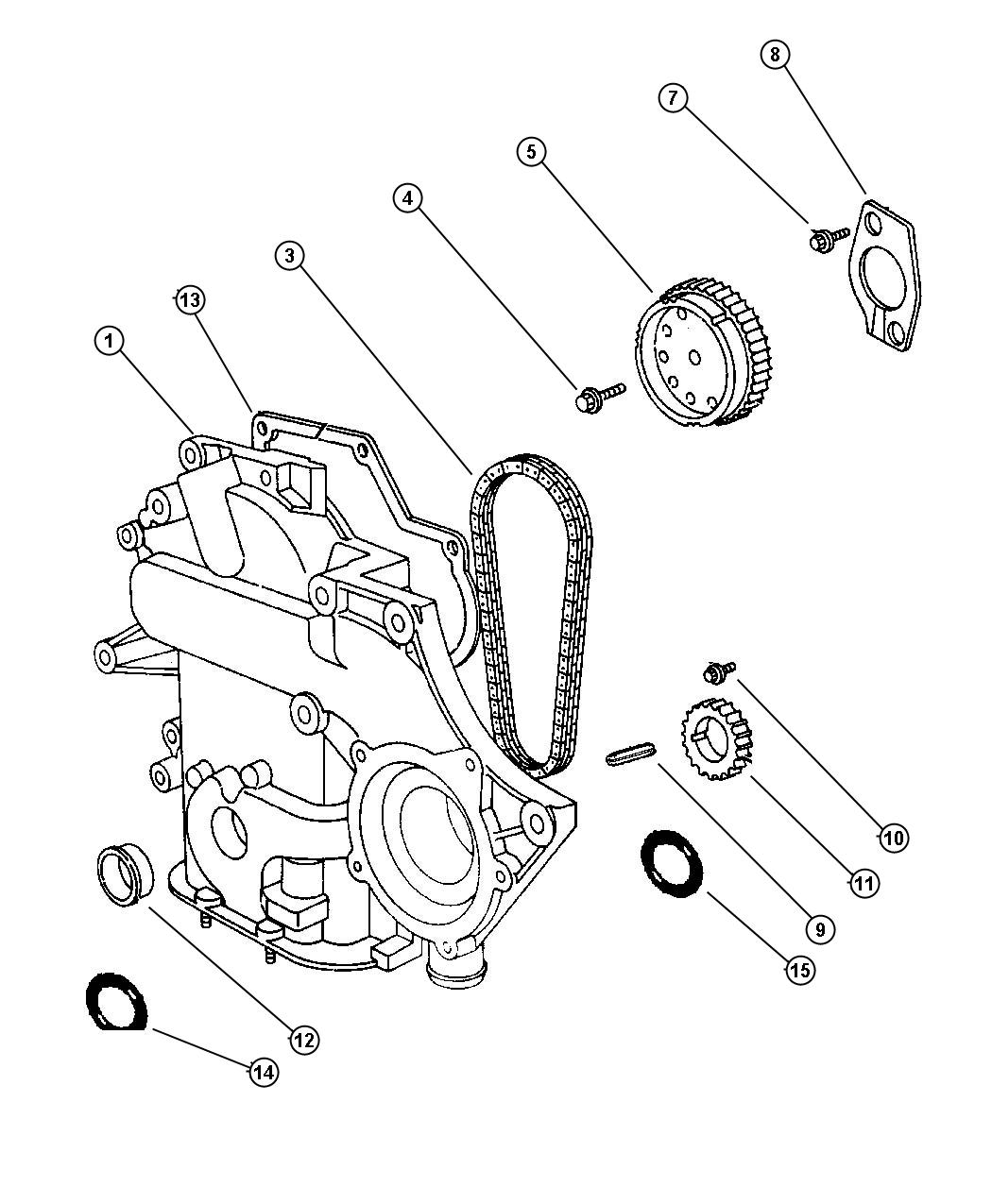 Full size assembly image of Timing Chain and Cover 3.8L EGH Engine. (1/1)