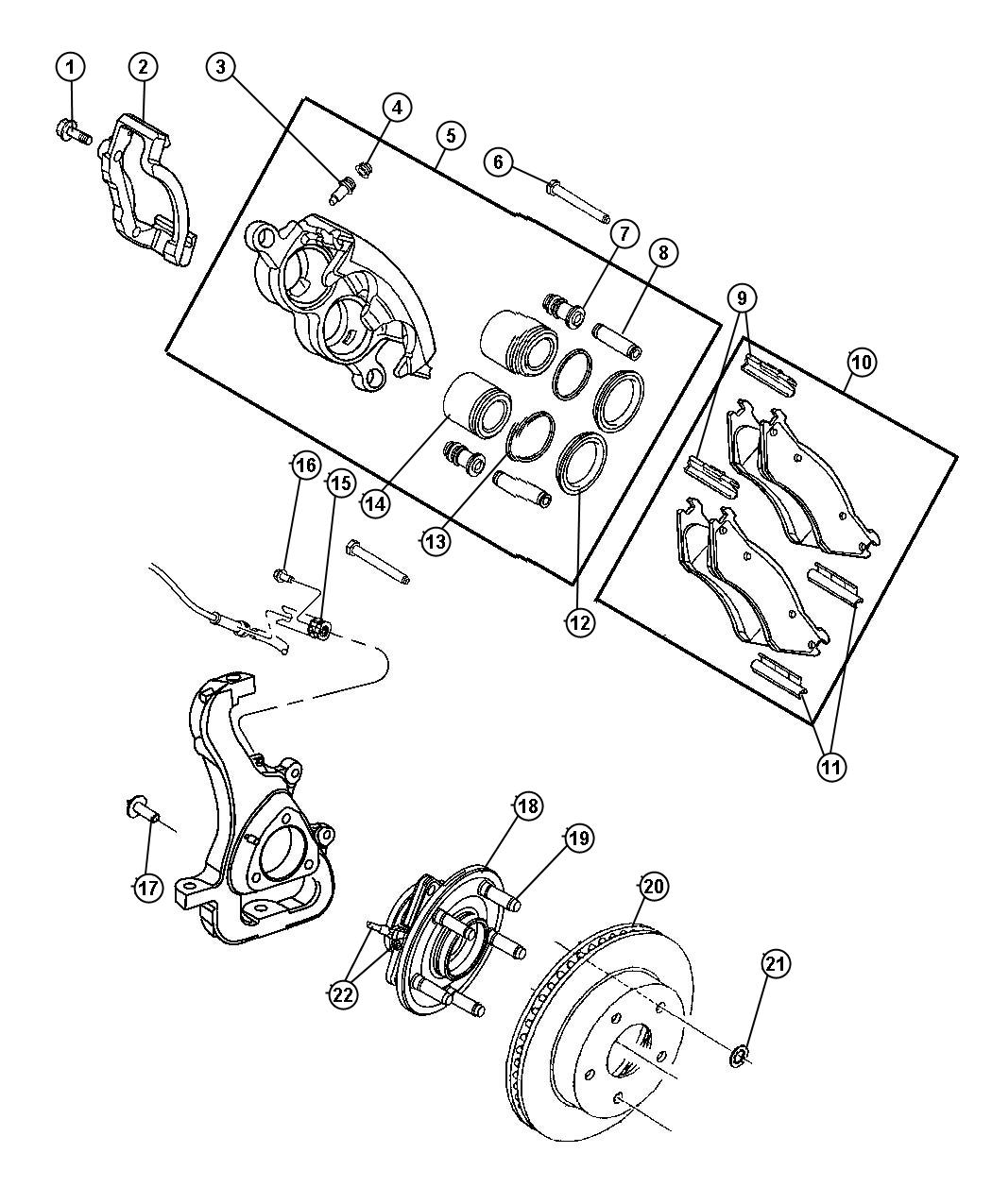 Brakes,Front,DR 1 SRT-10 With [Brakes- Anti-Lock 4-Wheel Disc, Perf]. Diagram