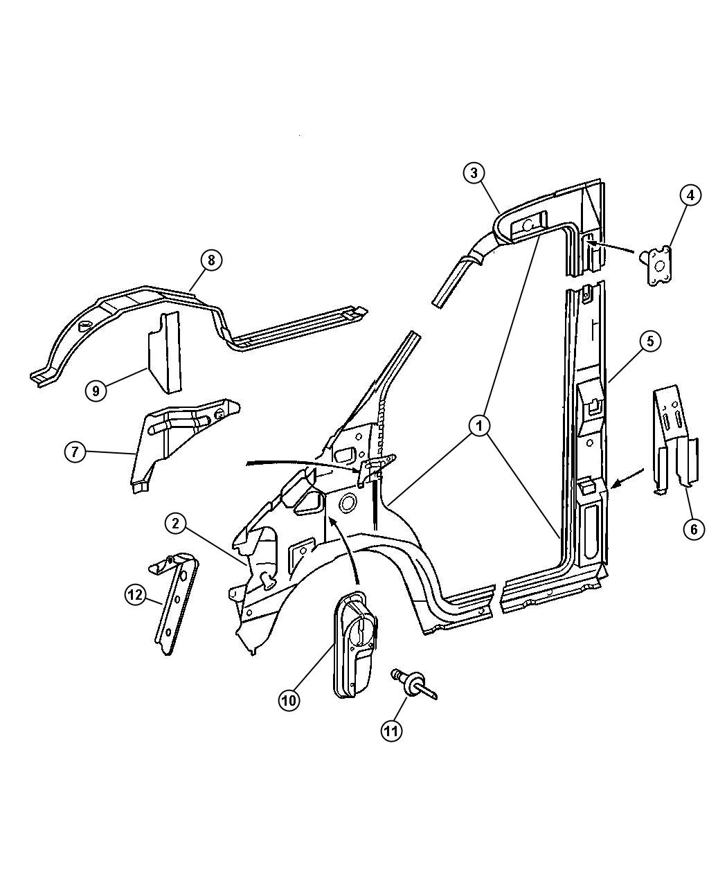 Diagram Front Aperture, Inner, Right. for your 2006 Dodge Ram 1500   