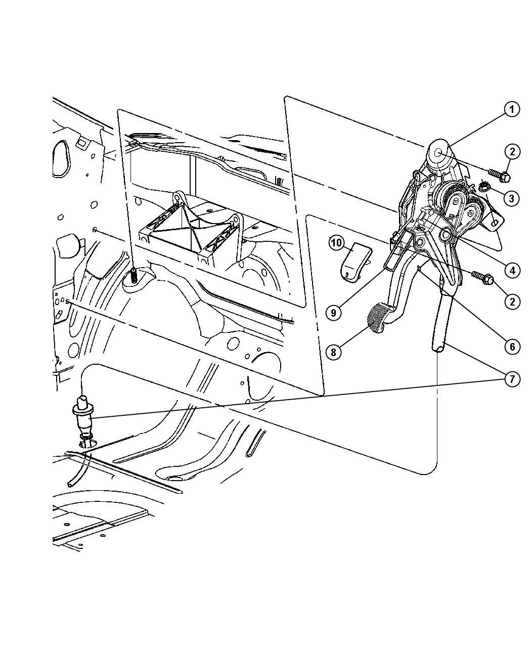 Diagram Lever, Parking Brake and Front Cable. for your Dodge Grand Caravan  