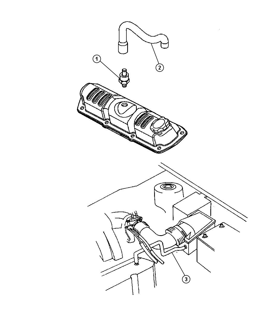 Diagram Crankcase Ventilation 3.3L [3.3L V6 OHV ENGINE],[3.3L V6 OHV FFV ENGINE]. for your 2006 Chrysler Pacifica   