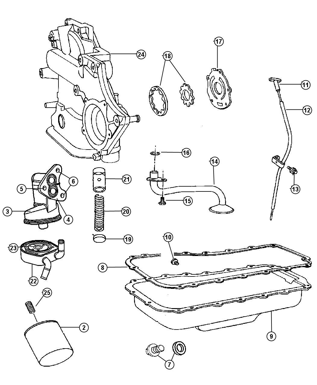 Diagram Engine Oiling 3.8L [3.8L V6 OHV ENGINE]. for your 1999 Chrysler Town & Country   