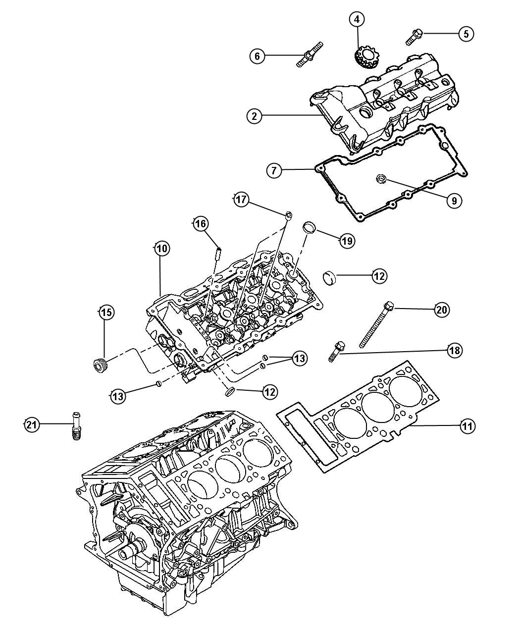 Diagram Cylinder Head 2.7L [Engine - 2.7L V6 DOHC 24 Valve MPI]. for your 1997 Dodge Intrepid   